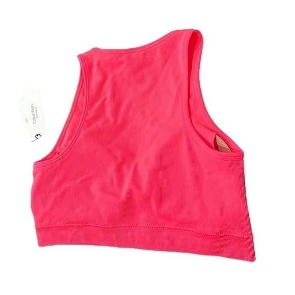 NWT Calvin Klein Neon Pink Cropped Racer Back Tank Top Size S - Picture 6 of 10